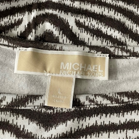 Michael Kors Zebra Print Top With Fringe Bottom - Size L - Picture 5 of 7